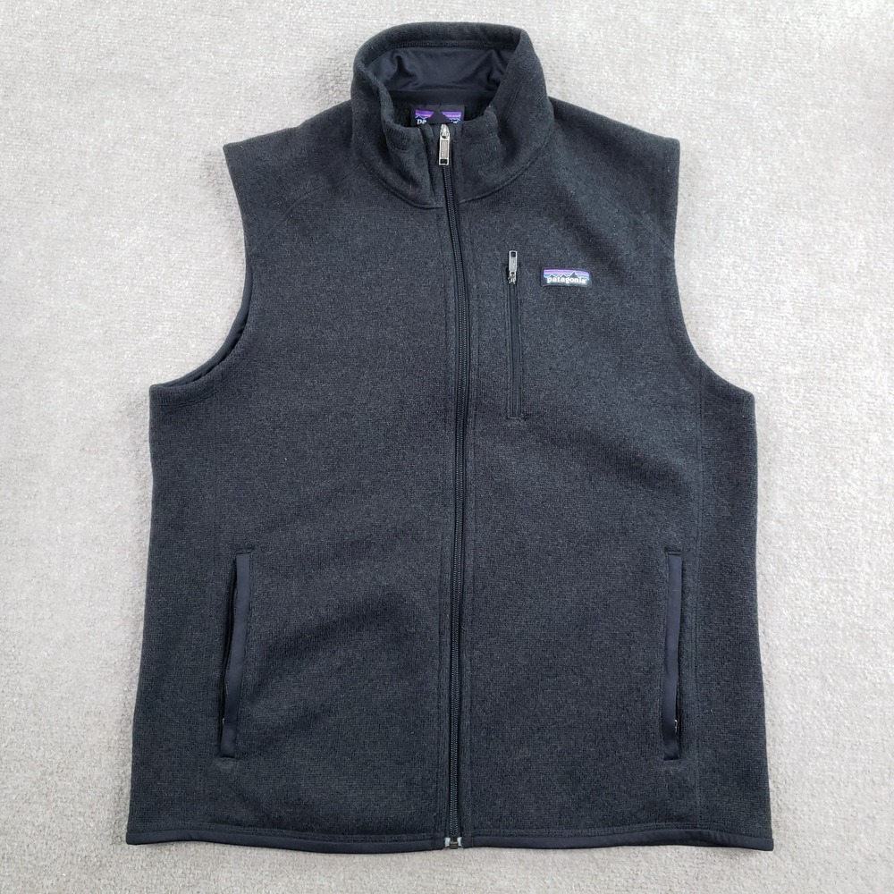 Patagonia Better Sweater Vest Womens Large Black Fleece Full Zip Pockets Hiking